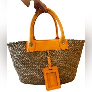 Marc by Marc Jacobs Fluoro Orange Straw Tote Bag